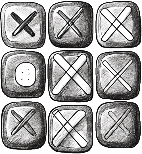 Hand-Drawn Tic Tac Toe game boardga